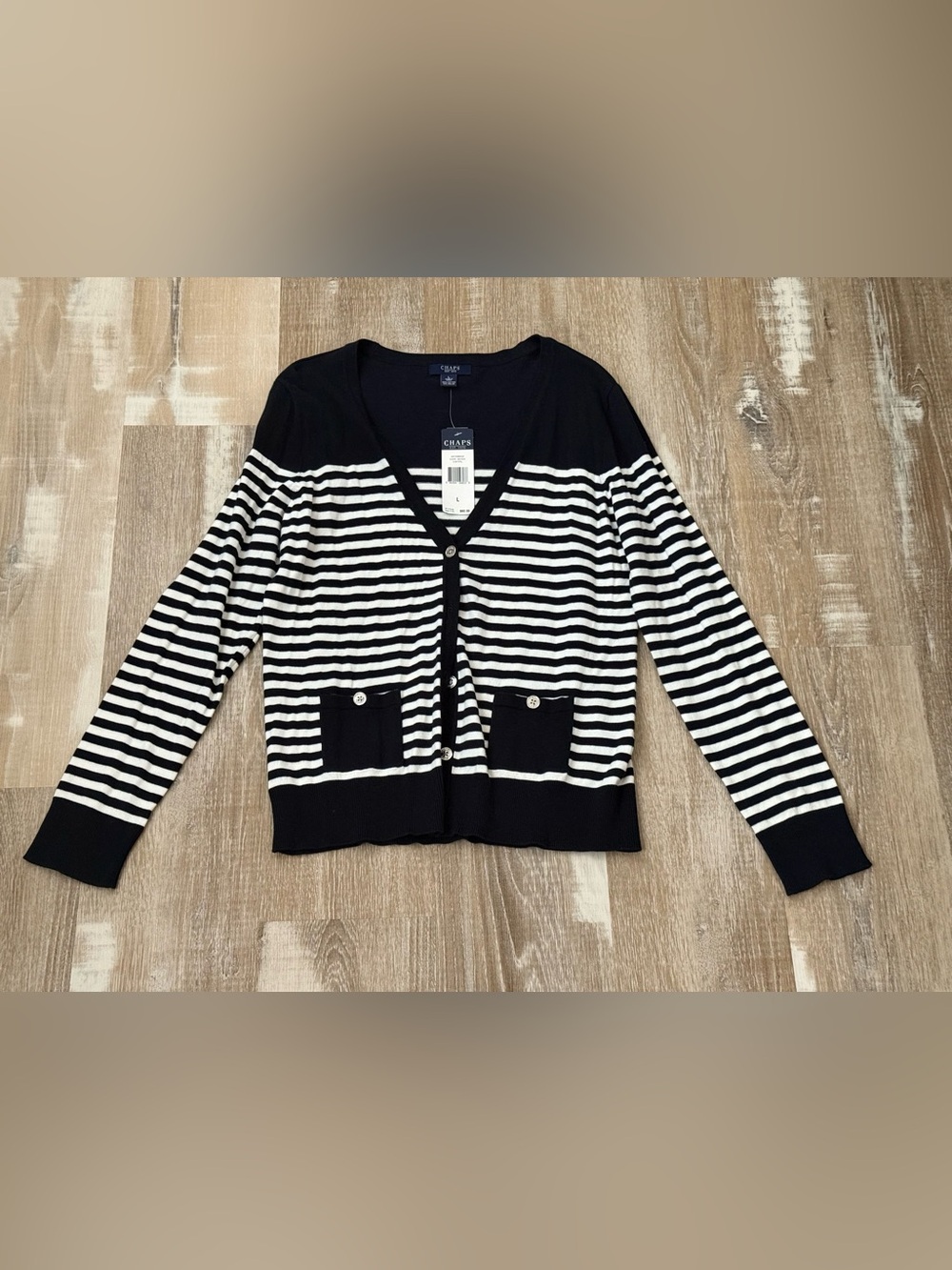 NWT Chaps Striped Cardigan